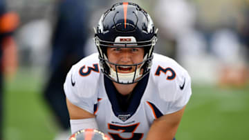 SEATTLE, WASHINGTON - AUGUST 08: Drew Lock #3 of the Denver Broncos warms up before the preseason game against the Seattle Seahawks at CenturyLink Field on August 08, 2019 in Seattle, Washington. (Photo by Alika Jenner/Getty Images)