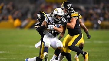 PITTSBURGH, PA - DECEMBER 02: Austin Ekeler #30 of the Los Angeles Chargers rushes the ball the Pittsburgh Steelers in the second half during the game at Heinz Field on December 2, 2018 in Pittsburgh, Pennsylvania. (Photo by Joe Sargent/Getty Images)