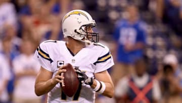 INDIANAPOLIS, IN - SEPTEMBER 25: Philip Rivers #17 of the San Diego Chargers prepares to pass the ball during the game against the Indianapolis Colts at Lucas Oil Stadium on September 25, 2016 in Indianapolis, Indiana. (Photo by Stacy Revere/Getty Images)