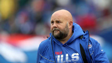 ORCHARD PARK, NEW YORK - OCTOBER 27: Offensive Coordinator Brian Daboll of the Buffalo Bills walks to the field before an NFL game against the Philadelphia Eagles at New Era Field on October 27, 2019 in Orchard Park, New York. (Photo by Bryan M. Bennett/Getty Images)