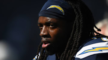 CARSON, CALIFORNIA - NOVEMBER 03: Melvin Gordon #25 of the Los Angeles Chargers before the game against the Green Bay Packers at Dignity Health Sports Park on November 03, 2019 in Carson, California. (Photo by Harry How/Getty Images)