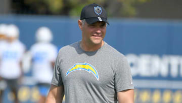 COSTA MESA, CA - JUNE 15: Joe Lombardi is the Offensive Coordinator for the Los Angeles Chargers on June 15, 2021 in Costa Mesa, California. (Photo by John McCoy/Getty Images)