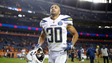 DENVER, CO - DECEMBER 30: Running back Austin Ekeler #30 of the Los Angeles Chargers jogs off the field after a 23-9 win over the Denver Broncos at Broncos Stadium at Mile High on December 30, 2018 in Denver, Colorado. (Photo by Justin Edmonds/Getty Images)