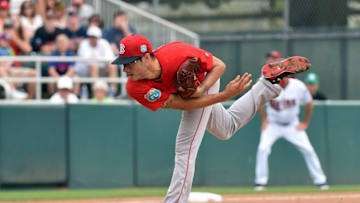 Mar 29, 2016; Fort Myers, FL, USA; Boston Red Sox starting pitcher Joe Kelly (56) delivers a pitch during the first inning against the Minnesota Twins at CenturyLink Sports Complex. Mandatory Credit: Steve Mitchell-USA TODAY Sports