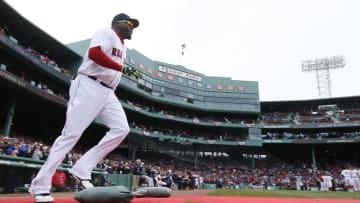 Apr 11, 2016; Boston, MA, USA; Boston Red Sox designated hitter David Ortiz (34) takes the field before the Red Sox home opener against the Baltimore Orioles at Fenway Park. Mandatory Credit: David Butler II-USA TODAY Sports