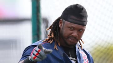 Mar 28, 2016; Fort Myers, FL, USA; Boston Red Sox first baseman Hanley Ramirez (13) works out prior to the game against the Baltimore Orioles at JetBlue Park. Mandatory Credit: Kim Klement-USA TODAY Sports