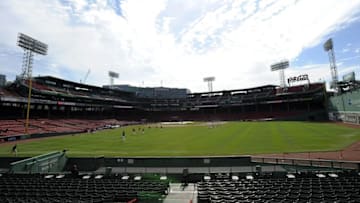 May 10, 2016; Boston, MA, USA; The Boston Red Sox warm up prior to a game against the Oakland Athletics at Fenway Park. Mandatory Credit: Bob DeChiara-USA TODAY Sports