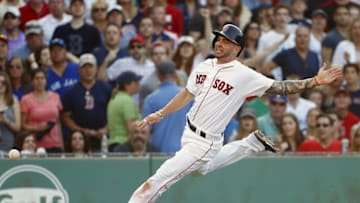Jun 4, 2016; Boston, MA, USA; Boston Red Sox left fielder Blake Swihart (23) runs to home during the sixth inning against the Toronto Blue Jays at Fenway Park. Mandatory Credit: Winslow Townson-USA TODAY Sports