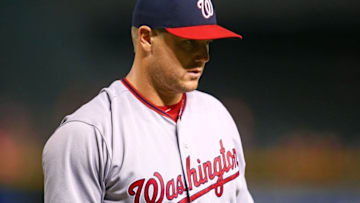 Aug 1, 2016; Phoenix, AZ, USA; Washington Nationals pitcher Jonathan Papelbon against the Arizona Diamondbacks at Chase Field. Mandatory Credit: Mark J. Rebilas-USA TODAY Sports