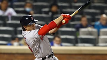 NEW YORK, NEW YORK - APRIL 27: Bobby Dalbec #29 of the Boston Red Sox in action against the New York Mets at Citi Field on April 27, 2021 in New York City. Boston Red Sox defeated the New York Mets 2-1. (Photo by Mike Stobe/Getty Images)