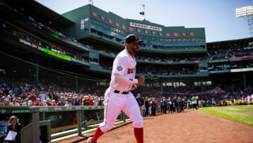 BOSTON, MA - APRIL 15: Xander Bogaerts #2 of the Boston Red Sox is introduced before the 2022 Opening Day game against the Minnesota Twins on April 15, 2022 at Fenway Park in Boston, Massachusetts. (Photo by Billie Weiss/Boston Red Sox/Getty Images)