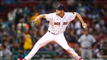 BOSTON, MA - MAY 19: Rich Hill #44 of the Boston Red Sox pitches in the second inning of a game against the Seattle Mariners at Fenway Park on May 19, 2022 in Boston, Massachusetts. (Photo by Adam Glanzman/Getty Images)