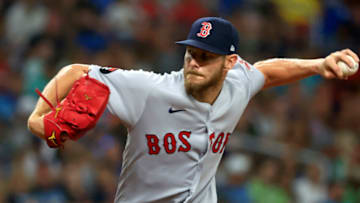 ST PETERSBURG, FLORIDA - JULY 12: Chris Sale #41 of the Boston Red Sox pitches during a game against the Tampa Bay Rays at Tropicana Field on July 12, 2022 in St Petersburg, Florida. (Photo by Mike Ehrmann/Getty Images)