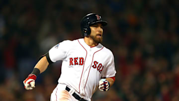 BOSTON, MA - OCTOBER 30: Jacoby Ellsbury #2 of the Boston Red Sox in action against the St. Louis Cardinals during Game Six of the 2013 World Series at Fenway Park on October 30, 2013 in Boston, Massachusetts. (Photo by Elsa/Getty Images)