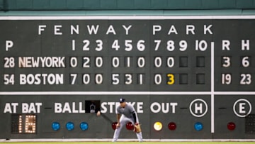 BOSTON, MA - JULY 25: A general view of the Green Monster scoreboard showing the 19-3 score in the eighth inning of a game between the Boston Red Sox and the New York Yankees at Fenway Park on July 25, 2019 in Boston, Massachusetts. (Photo by Adam Glanzman/Getty Images)