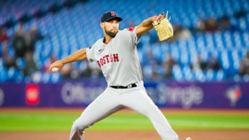 TORONTO, ON - APRIL 27: Michael Wacha #52 of the Boston Red Sox pitches to the Toronto Blue Jays in the first inning during their MLB game at the Rogers Centre on April 27, 2022 in Toronto, Ontario, Canada. (Photo by Mark Blinch/Getty Images)