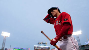 BOSTON, MA - MAY 6: Jarren Duran #40 of the Boston Red Sox walks up to bat during the first inning of a game against the Chicago White Sox on May 6, 2022 at Fenway Park in Boston, Massachusetts. (Photo by Maddie Malhotra/Boston Red Sox/Getty Images)