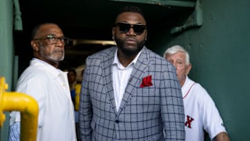 BOSTON, MA - JULY 26: Former Boston Red Sox designated hitter David Ortiz takes the field for a ceremony honoring his induction into the Baseball Hall of Fame ahead of a game against the Cleveland Guardians on July 26, 2022 at Fenway Park in Boston, Massachusetts. (Photo by Maddie Malhotra/Boston Red Sox/Getty Images)