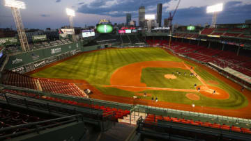 BOSTON, MA - SEPTEMBER 22: A general view of the stadium as the sun sets before a game between the Boston Red Sox and the Baltimore Orioles at Fenway Park on September 22, 2020 in Boston, Massachusetts. (Photo by Adam Glanzman/Getty Images)