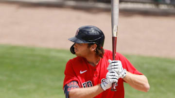 FORT MYERS, FLORIDA - MARCH 14: Triston Casas #94 of the Boston Red Sox at bat against the Minnesota Twins during a Grapefruit League spring training game at Hammond Stadium on March 14, 2021 in Fort Myers, Florida. (Photo by Michael Reaves/Getty Images)