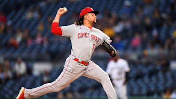 PITTSBURGH, PA - OCTOBER 01: Luis Castillo #58 of the Cincinnati Reds in action during the game against the Pittsburgh Pirates at PNC Park on October 1, 2021 in Pittsburgh, Pennsylvania. (Photo by Joe Sargent/Getty Images)