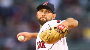 BOSTON, MA - MAY 03: Michael Wacha #52 of the Boston Red Sox pitches in the second inning of a game against the Los Angeles Angels at Fenway Park on May 3, 2022 in Boston, Massachusetts. (Photo by Adam Glanzman/Getty Images)