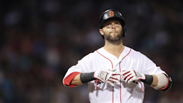 BOSTON, MA - MAY 29: Dustin Pedroia #15 of the Boston Red Sox looks on during the seventh inning against the Toronto Blue Jays at Fenway Park on May 29, 2018 in Boston, Massachusetts. (Photo by Maddie Meyer/Getty Images)