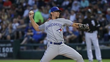 CHICAGO, IL - JULY 28: Tyler Clippard #36 of the Toronto Blue Jays pitches in the 6th inning against the Chicago White Sox at Guaranteed Rate Field on July 28, 2018 in Chicago, Illinois. (Photo by Jonathan Daniel/Getty Images)