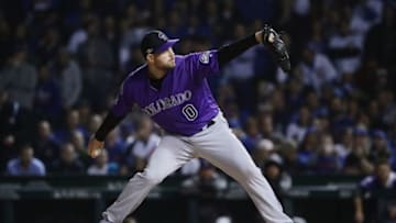 CHICAGO, IL - OCTOBER 02: Adam Ottavino #0 of the Colorado Rockies pitches in the seventh inning against the Chicago Cubs during the National League Wild Card Game at Wrigley Field on October 2, 2018 in Chicago, Illinois. (Photo by Jonathan Daniel/Getty Images)