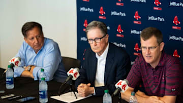 Red Sox Chairman Tom Werner, Principal Owner John Henry, and CEO Sam Kennedy of the Boston Red Sox. (Photo by Billie Weiss/Boston Red Sox/Getty Images)