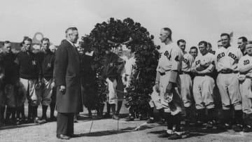 BOSTON, MA - CIRCA 1931: It's Shano Collins Day for the Red Sox, as shown in this photo from 1931 taken in Fenway Park in Boston, Massachusetts. (Photo Reproduction by Transcendental Graphics/Getty Images)