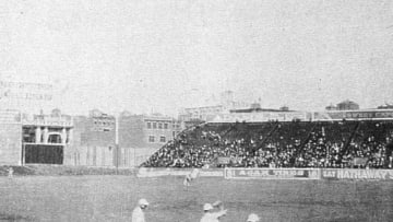 BOSTON - OCTOBER 9, 1918. Warm up activity in right field before a 1918 World Series contest in October in Fenway Park in Boston. (Photo by Mark Rucker/Transcendental Graphics, Getty Images)