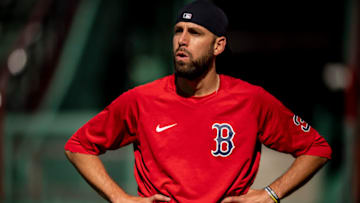BOSTON, MA - APRIL 20: Matt Barnes #32 of the Boston Red Sox looks on before a game against the Toronto Blue Jays on April 20, 2022 at Fenway Park in Boston, Massachusetts. (Photo by Billie Weiss/Boston Red Sox/Getty Images)