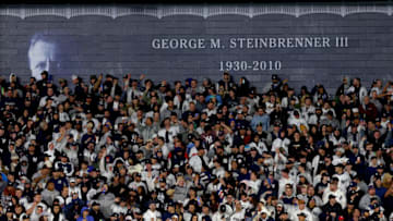 NEW YORK, NEW YORK - OCTOBER 18: Fans look on during the seventh inning in game five of the American League Division between the Cleveland Guardians and New York Yankees Series at Yankee Stadium on October 18, 2022 in New York, New York. (Photo by Elsa/Getty Images)
