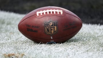 CHARLOTTE, NORTH CAROLINA - DECEMBER 23: A detailed view of a football during the game between the Atlanta Falcons and Carolina Panthers at Bank of America Stadium on December 23, 2018 in Charlotte, North Carolina. (Photo by Streeter Lecka/Getty Images)