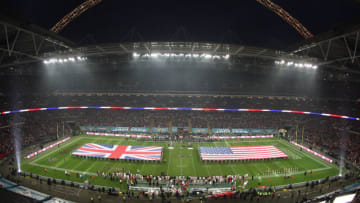 LONDON, ENGLAND - OCTOBER 27: A general view of Wembley Stadium ahead of the NFL International Series game between San Francisco 49ers and Jacksonville Jaguars at Wembley Stadium on October 27, 2013 in London, England. (Photo by Nicky Hayes/NFL UK - Pool /Getty Images)