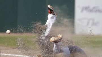 Mar 6, 2016; Kissimmee, FL, USA; Houston Astros third baseman Joe Sclafani (81) dives and misses a foul ball during the eighth inning of a spring training baseball game against the Toronto Blue Jays at Osceola County Stadium. Mandatory Credit: Reinhold Matay-USA TODAY Sports