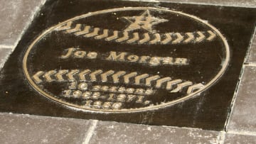 HOUSTON, TX - JUNE 22: Former Colt .45s/Astros All-Star second baseman Joe Morgan is inducted into the Astros Walk of Fame at Minute Maid Park on June 22, 2012 in Houston, Texas. Morgan played parts of his first nine Major League seasons with the Colt .45s (1963-64) and Astros (1965-71) in what would ultimately be a Hall of Fame career from 1963-84. (Photo by Bob Levey/Getty Images)