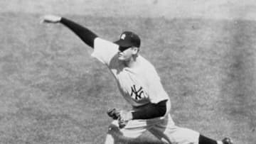 NEW YORK - OCTOBER 8, 1956. Don Larsen works in the fourth inning of his World Series perfect game on October 8, 1956. (Photo by Mark Rucker/Transcendental Graphics, Getty Images)