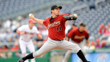 WASHINGTON - MAY 05: Roy Oswalt #44 of the Houston Astros pitches against the Washington Nationals at Nationals Park on May 5, 2009 in Washington, DC. (Photo by G Fiume/Getty Images)