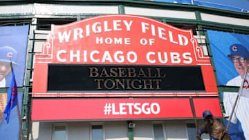Apr 5, 2015; Chicago, IL, USA; A general shot of the marquee prior to a game between the Chicago Cubs and the St. Louis Cardinals at Wrigley Field. Mandatory Credit: Dennis Wierzbicki-USA TODAY Sports