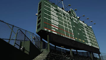CHICAGO, IL - JUNE 27: The main scoreboard in centerfield is seen after a game between the New York Mets and Chicago Cubs at Wrigley Field on June 27, 2012 in Chicago, Illinois. (Photo by Scott Halleran/Getty Images)