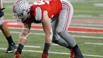 Nov 21, 2015; Columbus, OH, USA; Ohio State Buckeyes defensive lineman Joey Bosa (97) lines up against the Michigan State Spartans at Ohio Stadium. Mandatory Credit: Geoff Burke-USA TODAY Sports