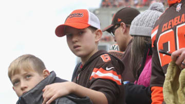 CINCINNATI, OH - NOVEMBER 25: Fans of the Cleveland Browns support their team before the game against the Cincinnati Bengals at Paul Brown Stadium on November 25, 2018 in Cincinnati, Ohio. The Browns defeated the Bengals 35-20. (Photo by John Grieshop/Getty Images)