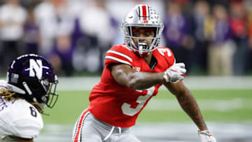 INDIANAPOLIS, IN - DECEMBER 01: Damon Arnette #3 of the Ohio State Buckeyes in action during the Big Ten Championship game against the Northwestern Wildcats at Lucas Oil Stadium on December 1, 2018 in Indianapolis, Indiana. Ohio State won 45-24. (Photo by Joe Robbins/Getty Images)