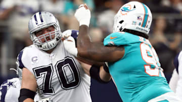 ARLINGTON, TEXAS - SEPTEMBER 22: Zack Martin #70 of the Dallas Cowboys at AT&T Stadium on September 22, 2019 in Arlington, Texas. (Photo by Ronald Martinez/Getty Images)