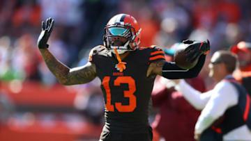 CLEVELAND, OHIO - OCTOBER 13: Odell Beckham #13 of the Cleveland Browns plays against the Seattle Seahawks at FirstEnergy Stadium on October 13, 2019 in Cleveland, Ohio. (Photo by Gregory Shamus/Getty Images)