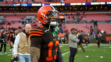 CLEVELAND, OH - DECEMBER 22: Odell Beckham Jr. #13 of the Cleveland Browns walks on the field after the game against the Baltimore Ravens at FirstEnergy Stadium on December 22, 2019 in Cleveland, Ohio. Baltimore defeated Cleveland 31-15. (Photo by Kirk Irwin/Getty Images)