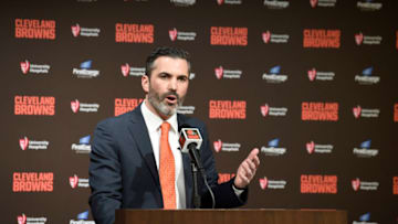 CLEVELAND, OHIO - JANUARY 14: Kevin Stefanski talks to the media after being introduced as the Cleveland Browns new head coach on January 14, 2020 in Cleveland, Ohio. (Photo by Jason Miller/Getty Images)