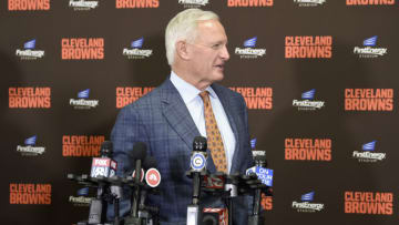 CLEVELAND, OHIO - JANUARY 14: Jimmy Haslam owner of the Cleveland Browns addresses the media after he introduced Kevin Stefanski as the Browns new head coach on January 14, 2020 in Cleveland, Ohio. (Photo by Jason Miller/Getty Images)